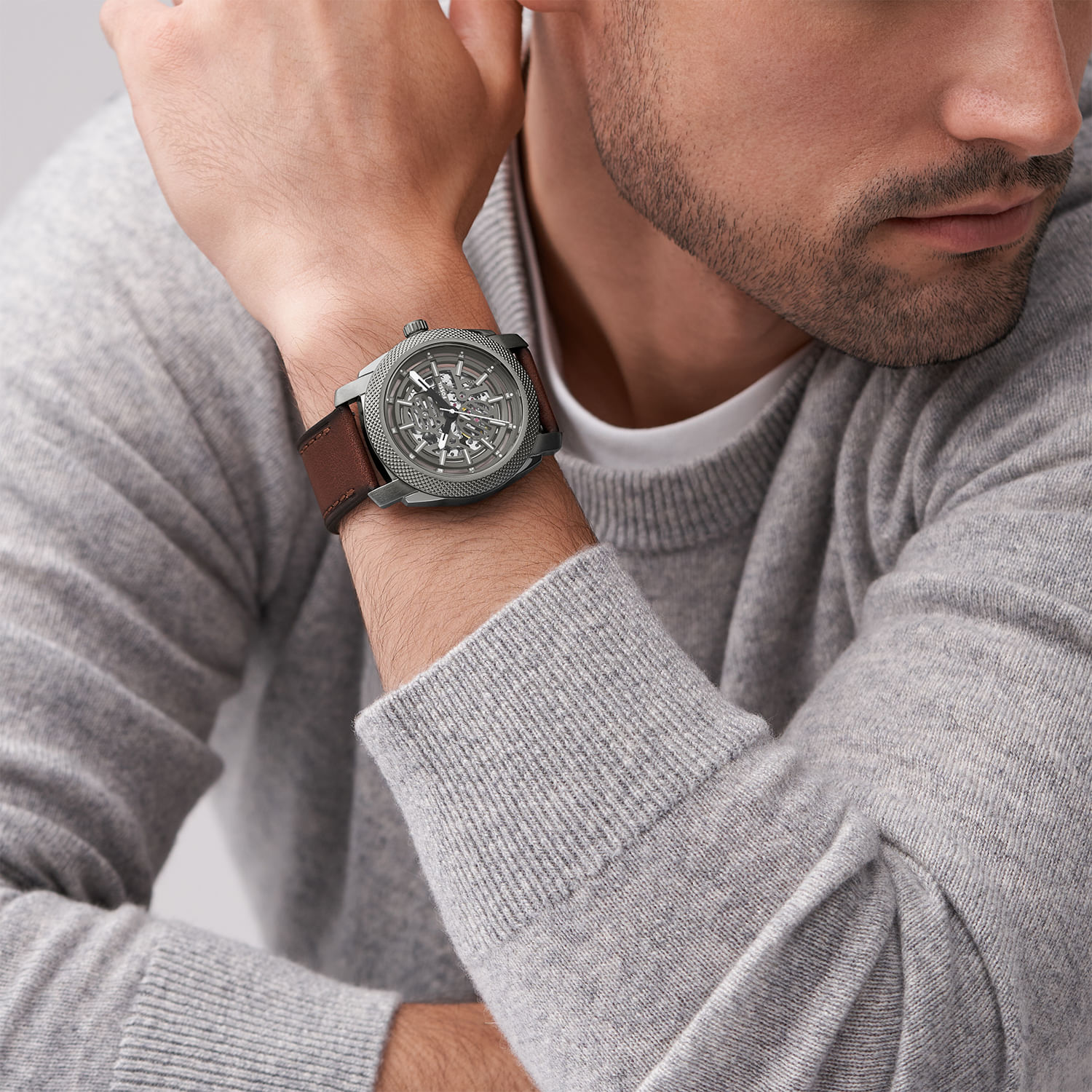Relógio Fossil Machine Masculino Automático em Couro ME3254