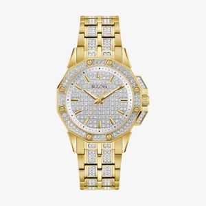 Relógio Bulova Feminino Crystals em Aço Dourado com Cristais Swarovski 98L302N