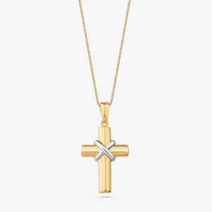 Pingente Crucifixo em Prata 925 com banho de Ouro Amarelo 18k