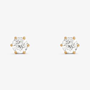 Brinco Solitário em Ouro Amarelo com 80 Pontos de Diamantes