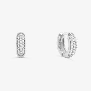 Brinco Argola com Diamante em Ouro Branco 18k