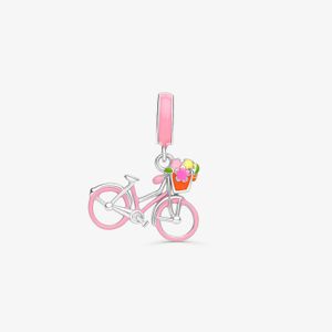 Charm Bicicleta Rosa em Prata 925