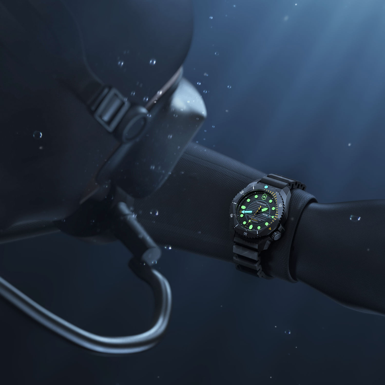 Relógio Victorinox Masculino Automático em Borracha Preta DIVE PRO