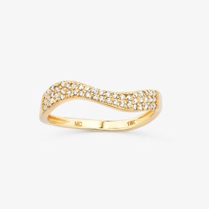 Anel Curvas com Diamante em Ouro Amarelo 18k