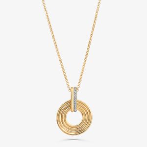 Colar Circular Linhas com Topázio em Prata 925 com Banho de Ouro Amarelo 18k