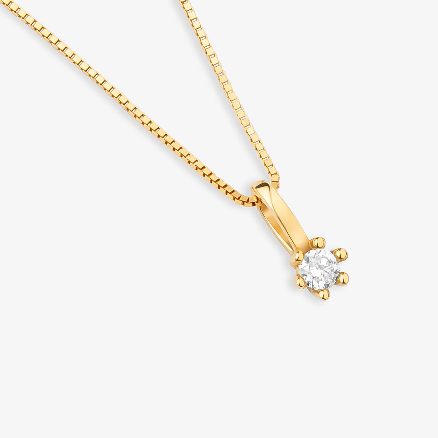 Pingente Solitário Destinée em Ouro Amarelo 18k com 5 Pontos de Diamante