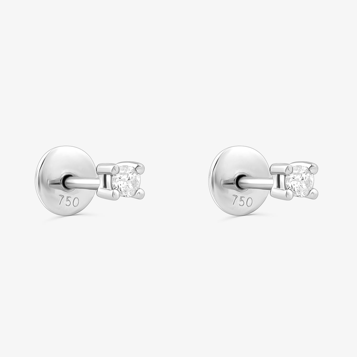 Brinco Solitário Eternity em Ouro Branco 18k com 10 Pontos de Diamante
