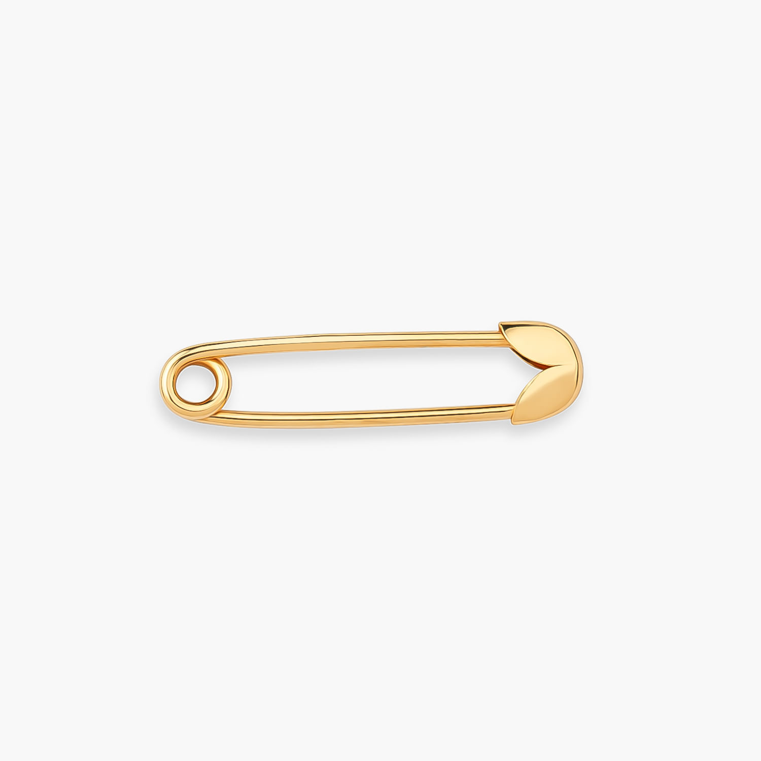 Água-marinha em formato de alfinete de segurança dourado com cabeça arredondada.