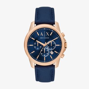Relógio Armani Exchange Masculino com Pulseira de Silicone e Caixa em Aço Rosé AX1723B1