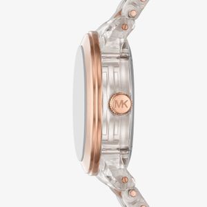 Relógio Michael Kors Runway Feminino em Bio plástico Transparente e Rosé MK7355