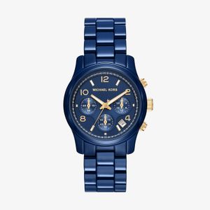 Relógio Michael Kors Runway Cronógrafo Feminino em Aço Azul MK7332