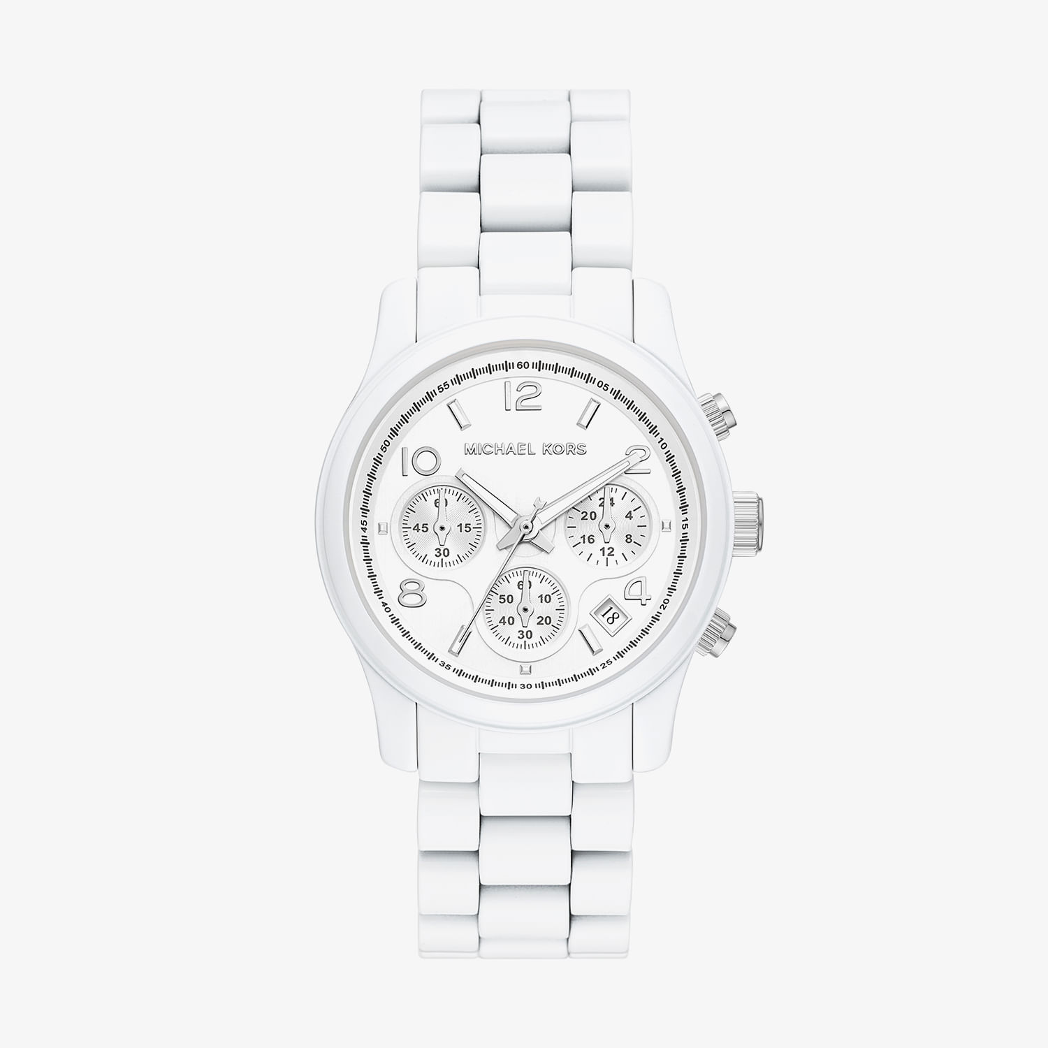Relógio Michael Kors Runway Cronógrafo Feminino em Aço Branco