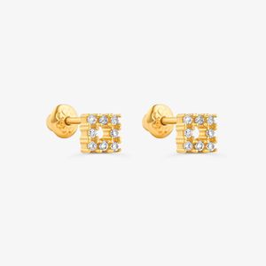 Brinco Infantil com 6 Pts de Diamantes em Ouro Amarelo 18k