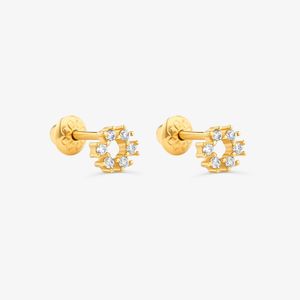 Brinco Infantil com 5 Pts de Diamantes em Ouro Amarelo 18k