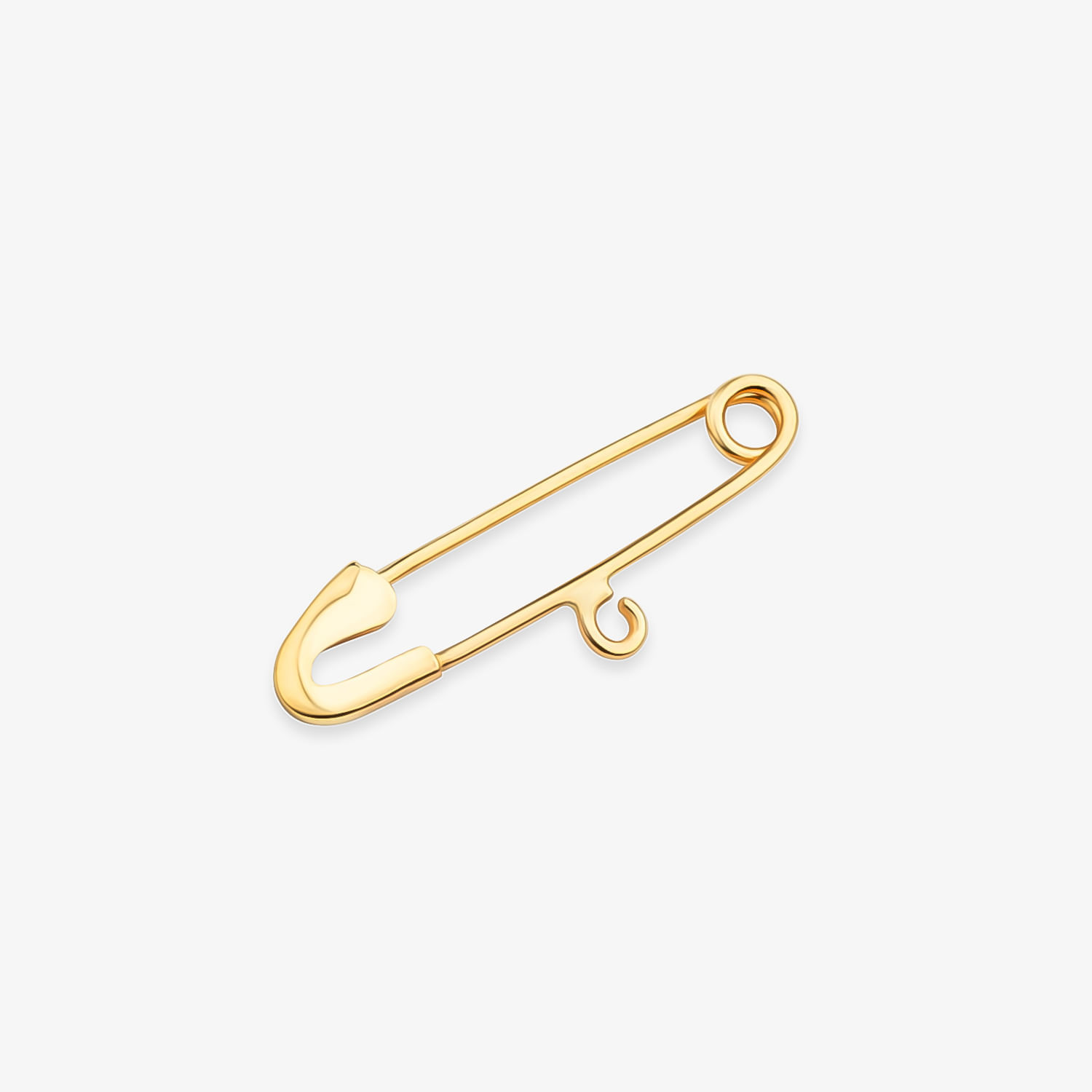 Aplique de segurança dourado em formato de alfinete.