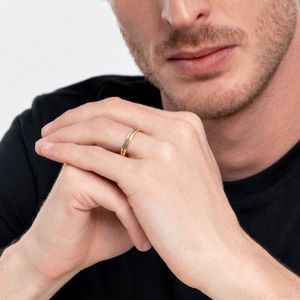 Aliança Anatômica em Ouro Branco e Ouro Amarelo 18k - 3,2 mm