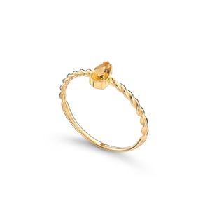 Anel Gota em Citrino em Ouro Amarelo 18k