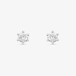 Brinco Solitário com 20 Pontos de Diamantes em Ouro Branco 18k