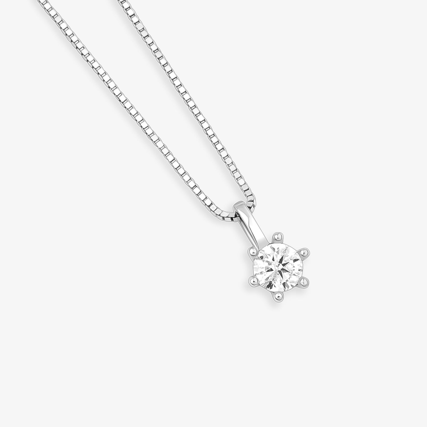 Pingente Solitário Destinée em Ouro Branco 18k com 20 Pontos de Diamante