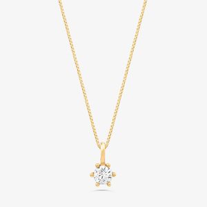 Pingente Solitário com 15 Pontos de Diamantes em Ouro Amarelo 18k
