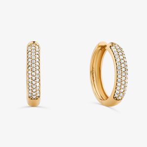 Brinco Argola com Diamante em Ouro Amarelo 18k