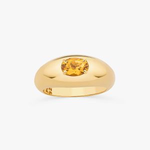Anel com Citrino em Prata com Banho de Ouro Amarelo 18K