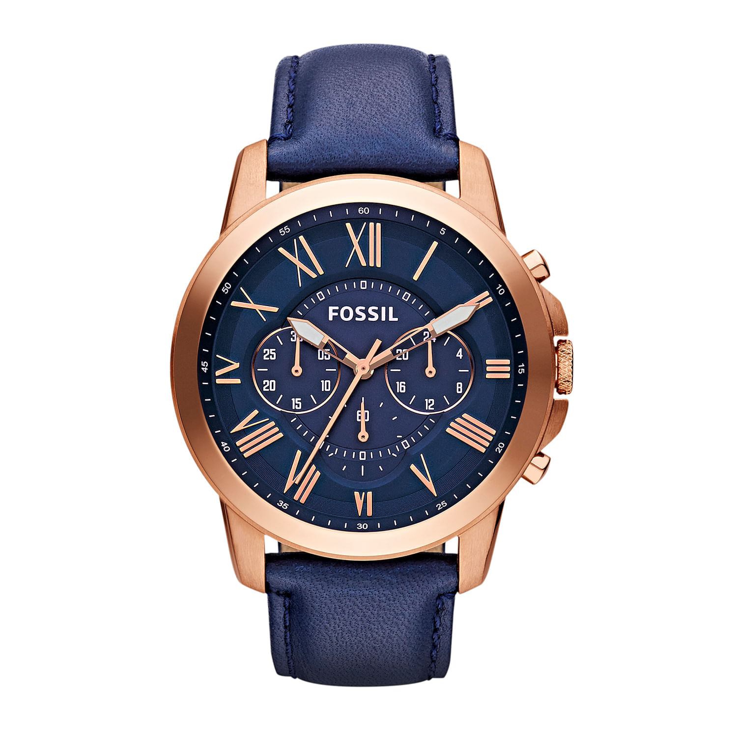 Relógio Fossil Masculino Cronógrafo em Couro Azul | MONTE CARLO