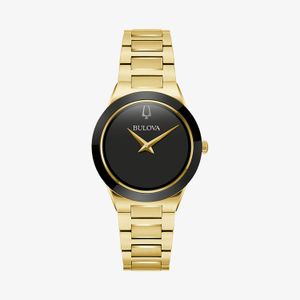 Relógio Bulova Feminino Millennia em Aço Dourado e Mostrador Preto e Lente de Safira 97L175