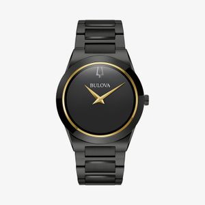 Relógio Bulova Masculino Millennia em Aço Dourado e Mostrador Preto com Lente de Safira 98A313