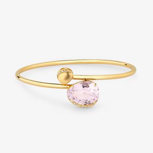 Pulseira com Diamante e Rose de France em Ouro Amarelo 18k - 17cm