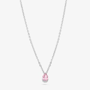 Colar Gota com Quartzo Rosa e Safira em Prata 925