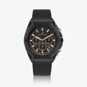 Relógio Monte Carlo Masculino em Aço Preto com Pulseira de Silicone Preto