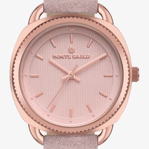 Relógio Monte Carlo Feminino em Aço Rosé e Pulseira de Suede