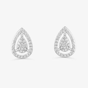 Brinco Gota em Ouro Branco 18k