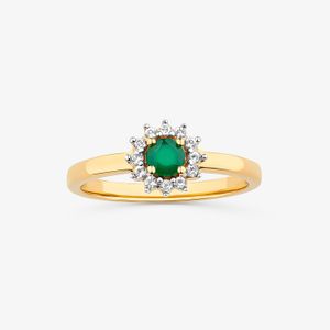 Anel Floral com Ágata Verde e Topázio em Prata 925 com Banho de Ouro Amarelo 18k