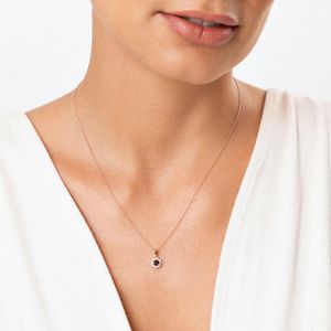 Colar Floral com Granada e Topázio em Prata 925 com Banho de Ouro Rose 18k