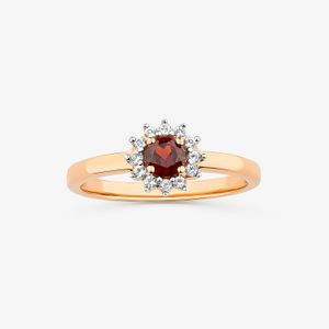 Anel Floral com Granada e Topázio em Prata 925 com Banho de Ouro Rose 18k