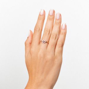 Anel Floral com Granada e Topázio em Prata 925 com Banho de Ouro Rose 18k