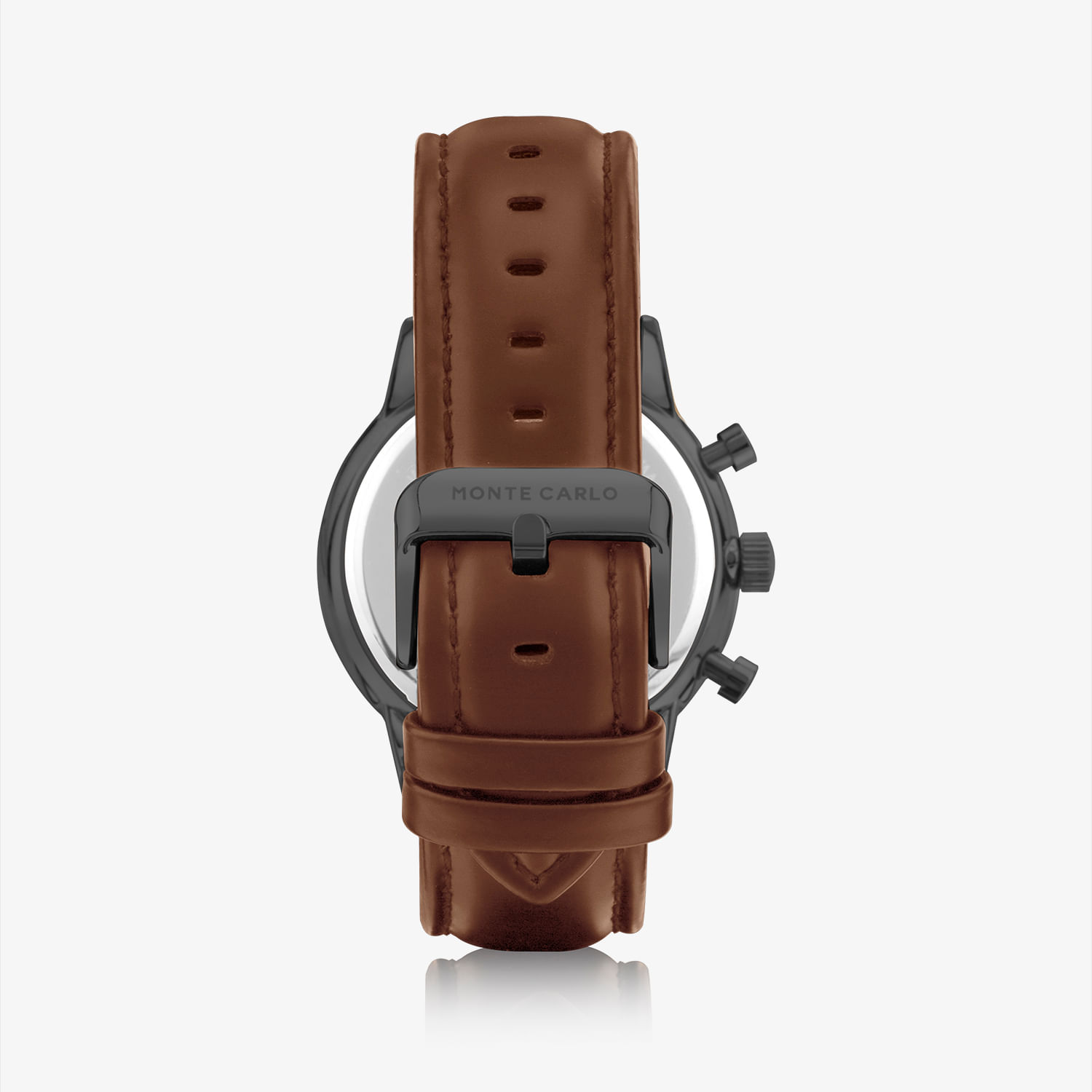 Relógio Monte Carlo Multi Dual Time Masculino em Couro Marrom e Mostrador Verde