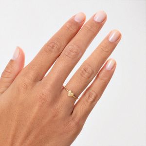 Anel Coração com Diamante em Ouro Amarelo 18k