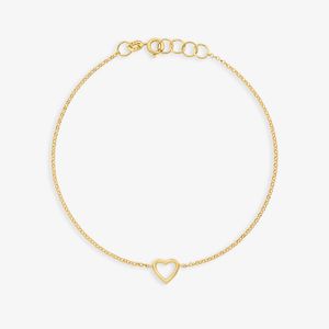 Pulseira Coração em Ouro Amarelo  18k - 18 cm