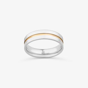 Aliança em Prata 925 com Friso em Ouro Amarelo 18k  - 5,5 mm