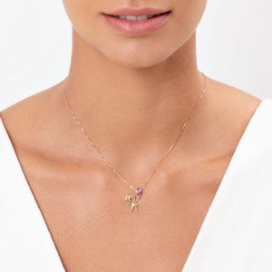 Pingente Menina com Ametista em Ouro Amarelo 18k