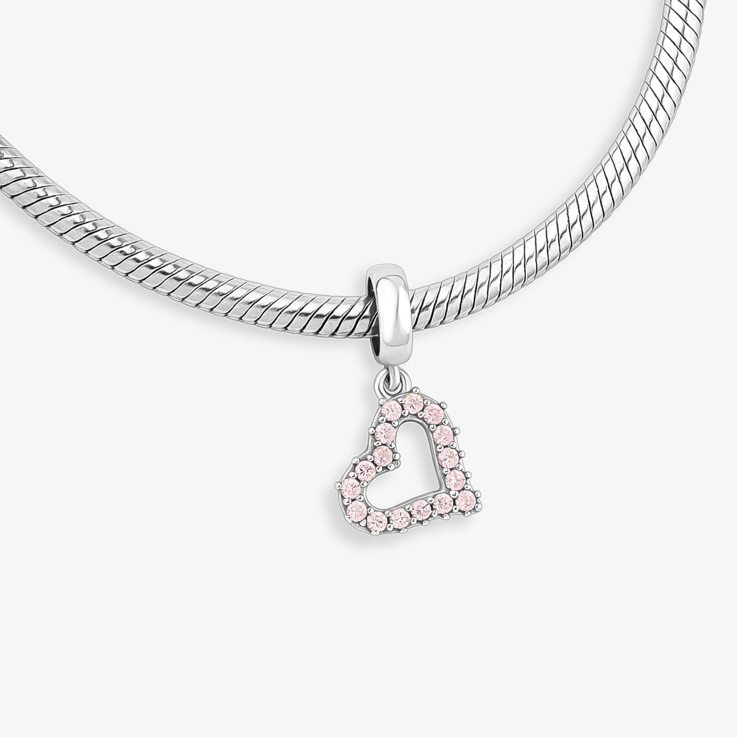 Charm Coração Cravejado em Prata 925