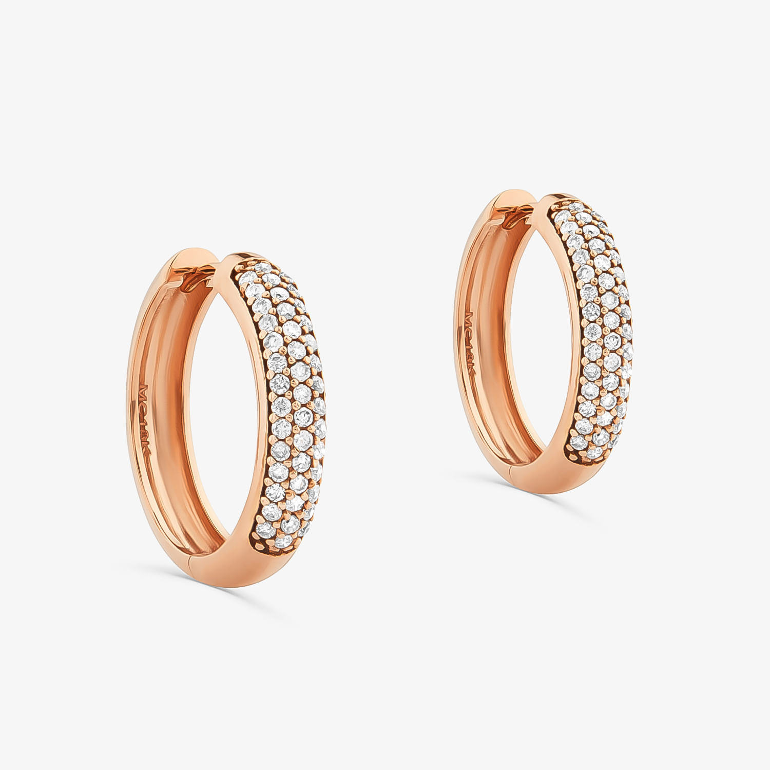 Brinco Argola Allure em Ouro Rosé 18k com 43 Pontos de Diamantes