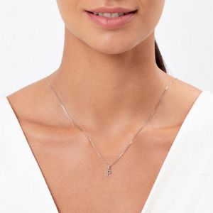 Pingente Letra P com Diamante em Ouro Branco 18k