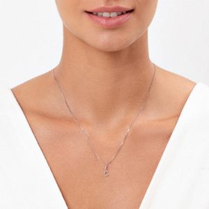 Pingente Letra C com Diamante em Ouro Branco 18k