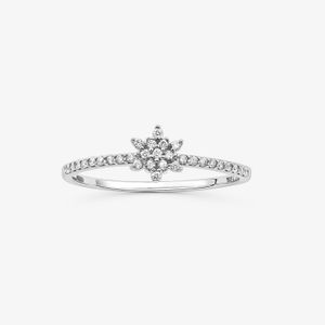 Anel Solitário com Diamantes em Ouro Branco 18k