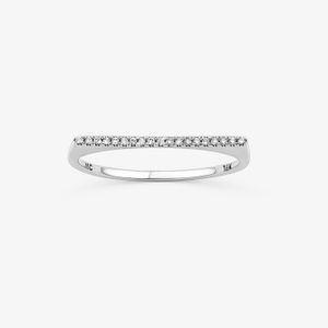 Anel Reto com Diamantes em Ouro Branco 18k