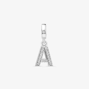 Charm Letra A Cravejado em Prata 925